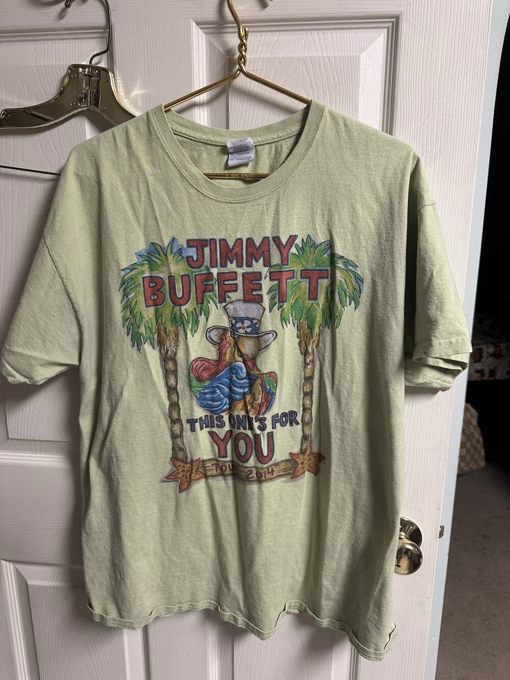 Jimmy Buffett Shirt Large 46w Xl Green 2014 Tour This One's For You Concert Tee